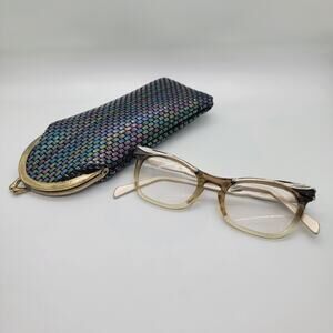 Vintage American Optical‎ Aluminum Eyeglasses 46-20 Winged Feather Design & Case